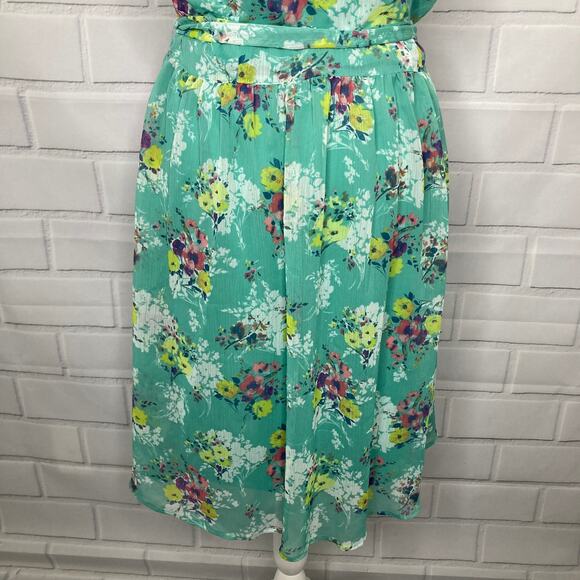 Lauren Conrad Paola Posey Green Floral Chiffon Spring/Summer Dress Size 14 - Picture 6 of 12